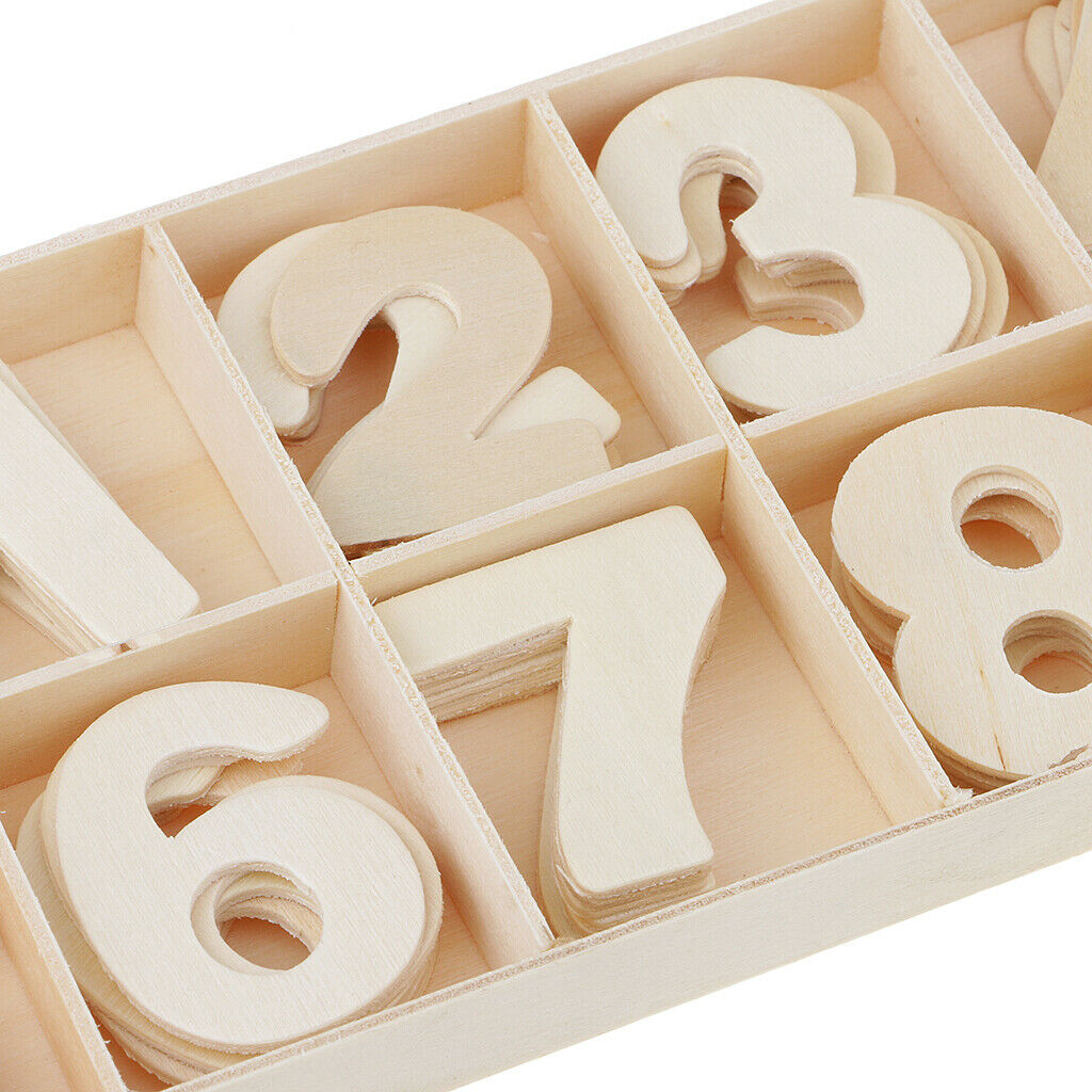 216Pc   Craft   Natural   Wood   Letters   Alphabet   Number   with   Storage
