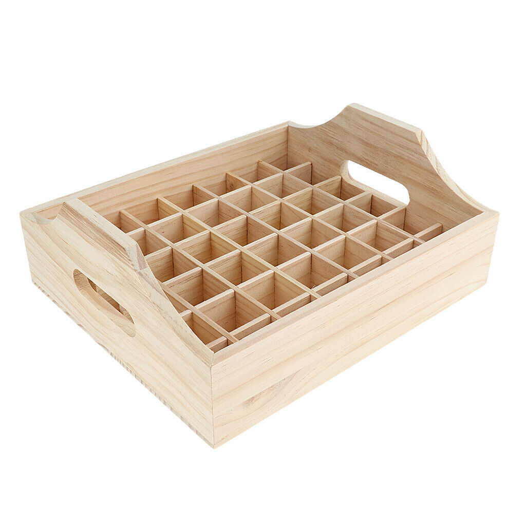 42 Slots Essential Oil Holder Display Wooden Storage Case Tray Organizer