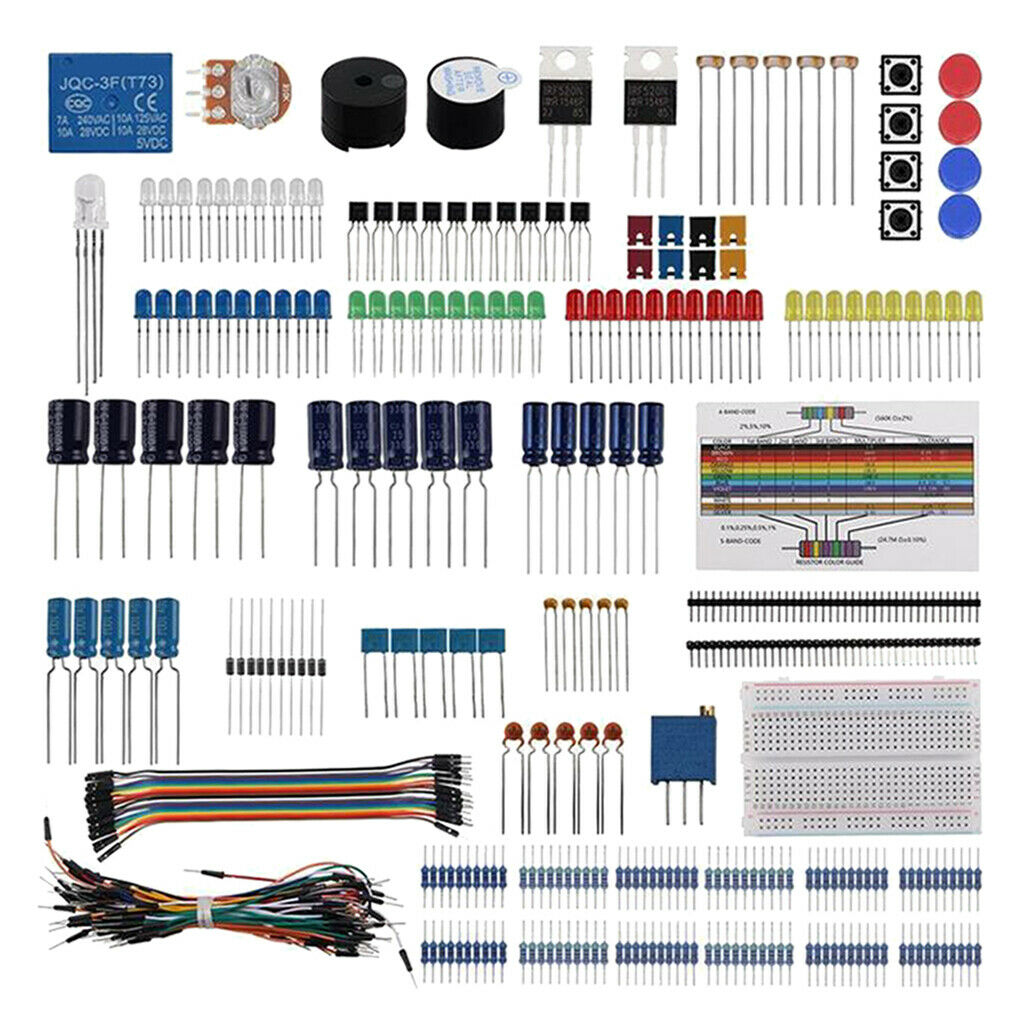 Electronics Component Basic Starter Kit with 400 tie-points Breadboard Cable