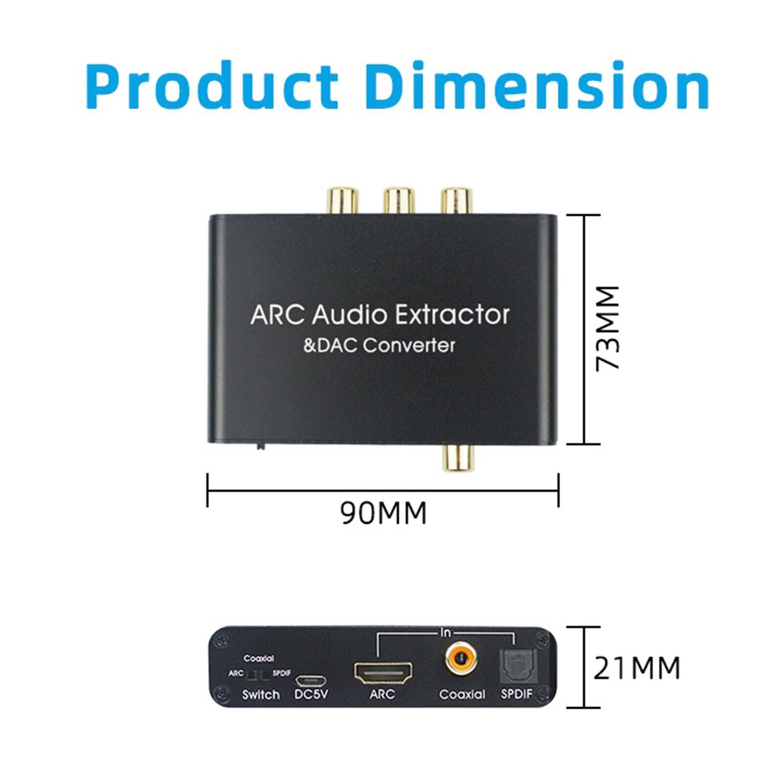 Aluminum   ARC Audio Extractor Adapter & DAC Converter for Home Theater