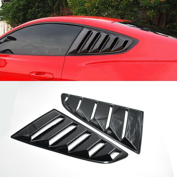 Pair Quarter Side Window Louvers Scoop Cover Vent For Ford Mustang Black 15-17