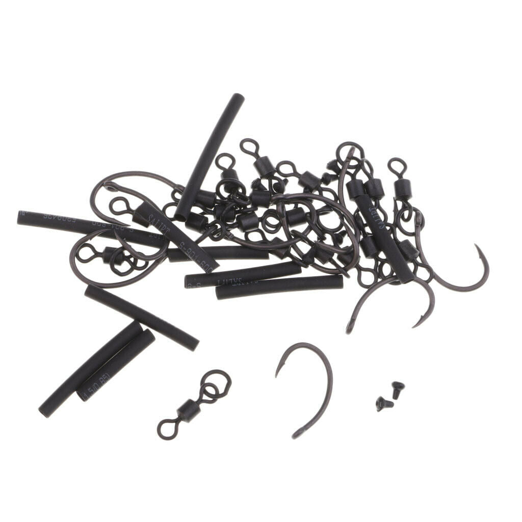 10 Carp Fishing Hooks Ready Tied Ronnie Rigs Hook Links for   Ups Fishing