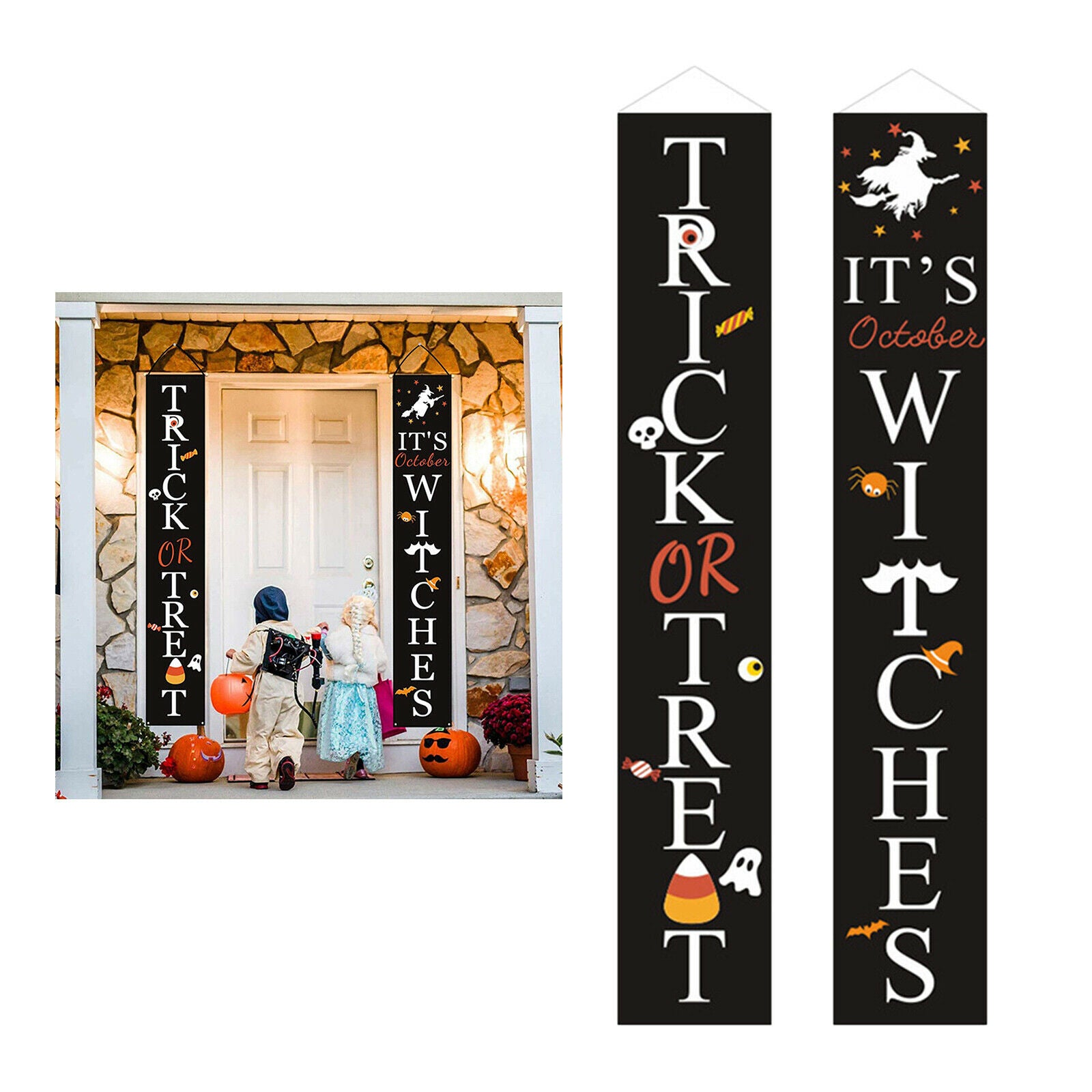 Halloween Party Hanging Flag Porch Sign Halloween Festival Supplies For Home