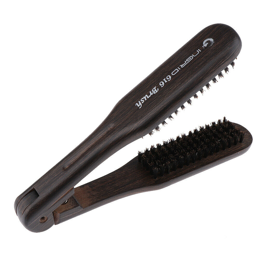 Hair straightening comb double-sided bristle hairbrushes clamp hair straightener