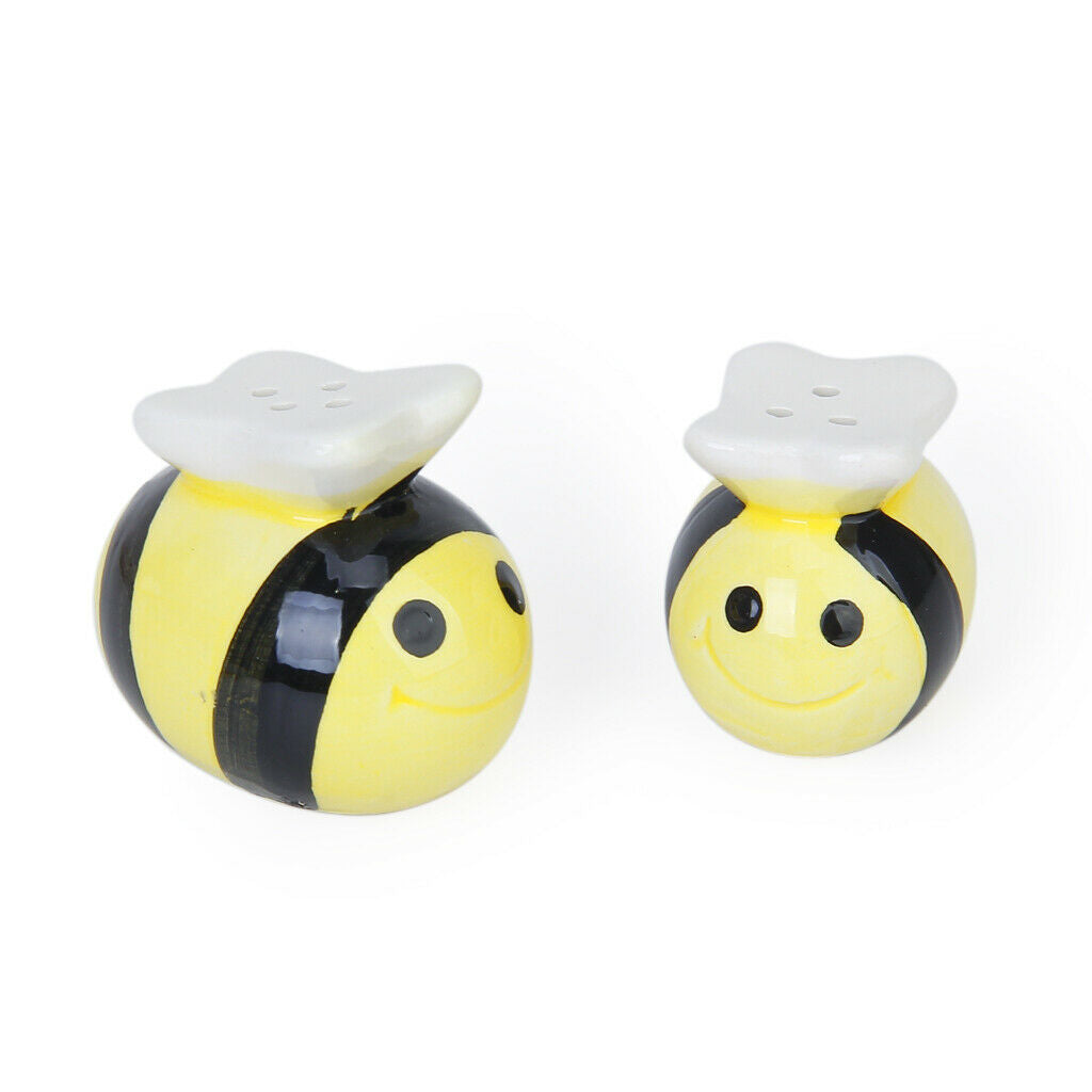 2 Sets Ceramic Salt Pepper Shaker Flying Bee Style Seasoning Pot Cooking
