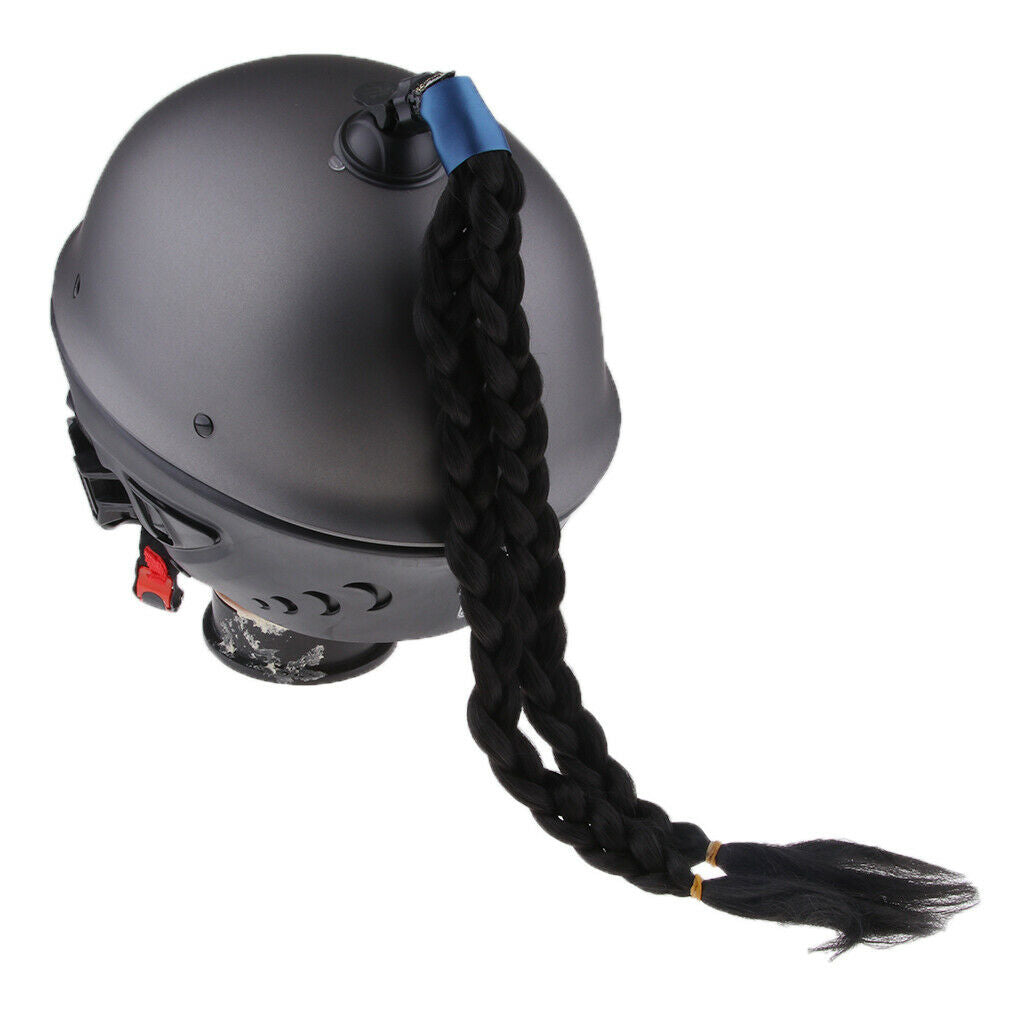 21" Gradient Ramp Helmet Twin Braids / Ponytail Motorcycle Bike Helmet Hair 2