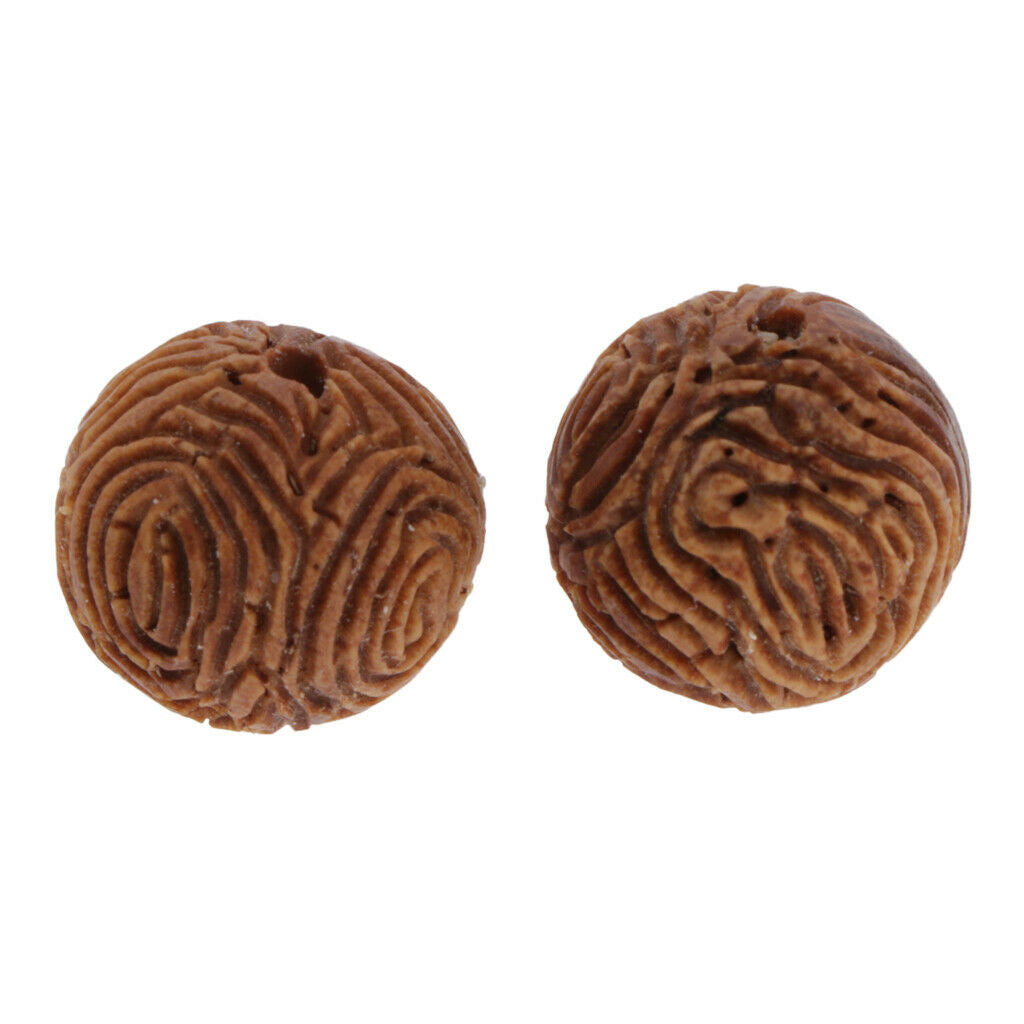 2pcs Carved Peach Pit Beads Wooden Loose Spacers Beads For Mens Bracelet DIY