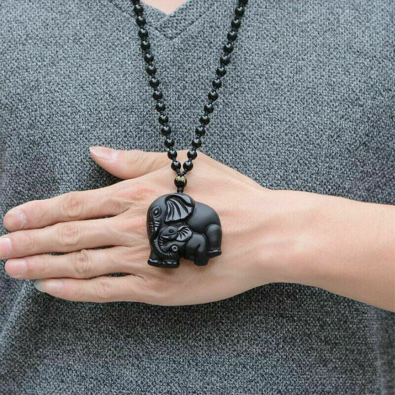 2020 Obsidian Elephant Pendant Necklace 100% Fashion Blessing Beautiful Gift