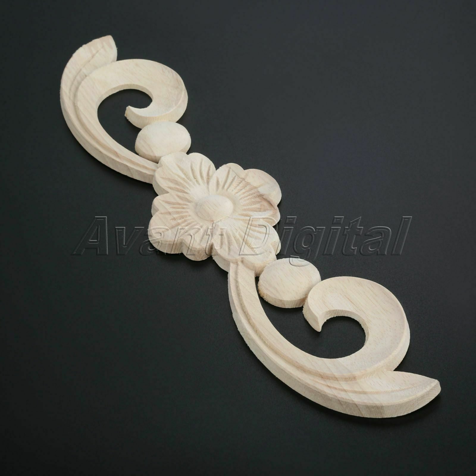 25*6cm European Style Unpainted Wooden Carved Long Onlay Applique Dyes Easily