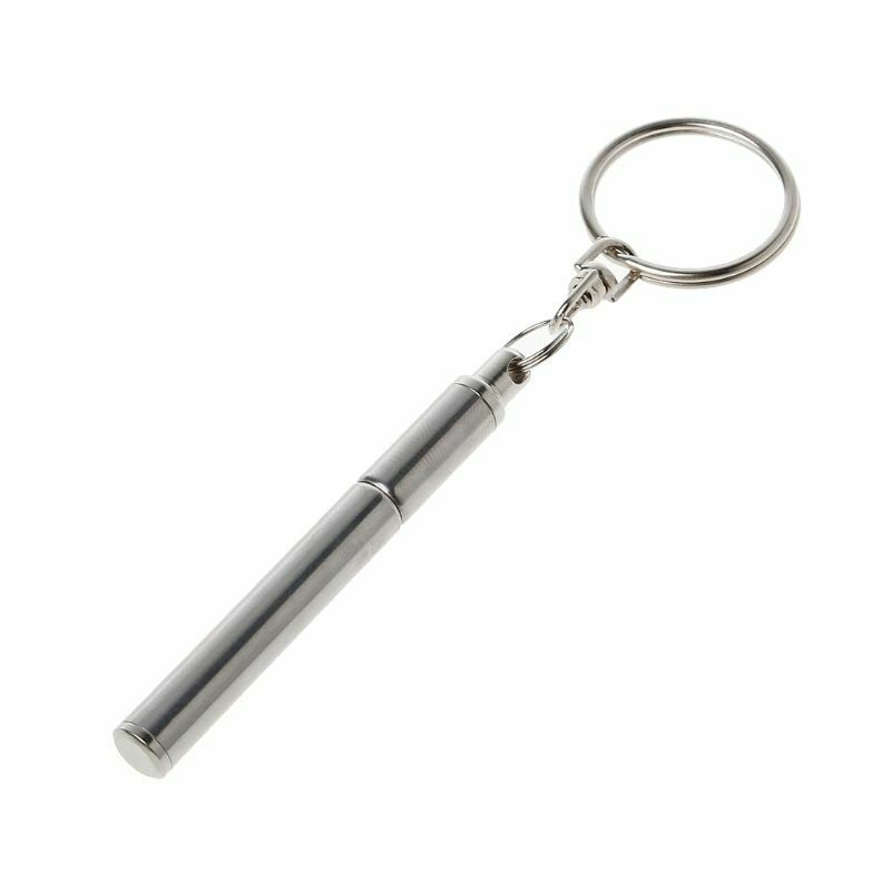 Stainless Steel Portable Telescopic Ballpoint Pen Metal Key Ring Keychain Tools