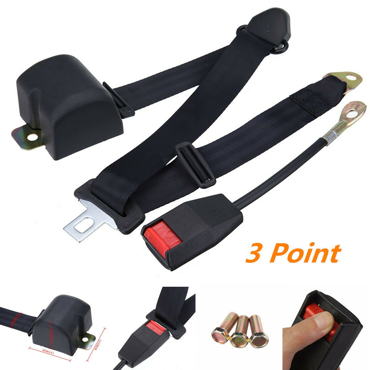 Universal Autos Seat Belt Buckle Extender Strap Safety Buckle 3 Point Adjustable