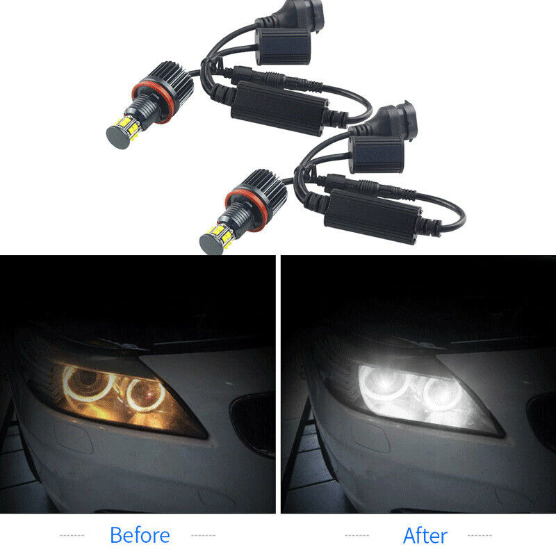 2PCS H8 LED Angel Eyes Halo Ring Light Bulbs HID Xenon 6500K Fit For BMW E82 E90