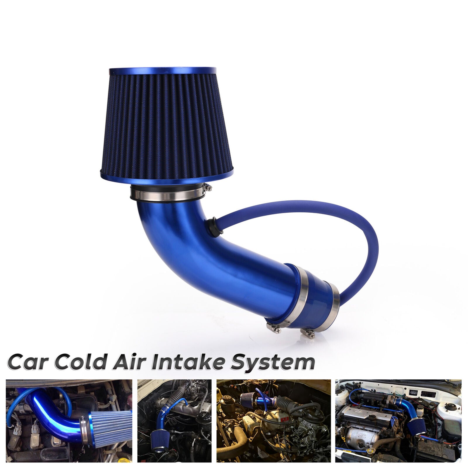 Full Set 3" 76mm Car Cold Air Intake System Turbo Induction Pipe Tube Kit