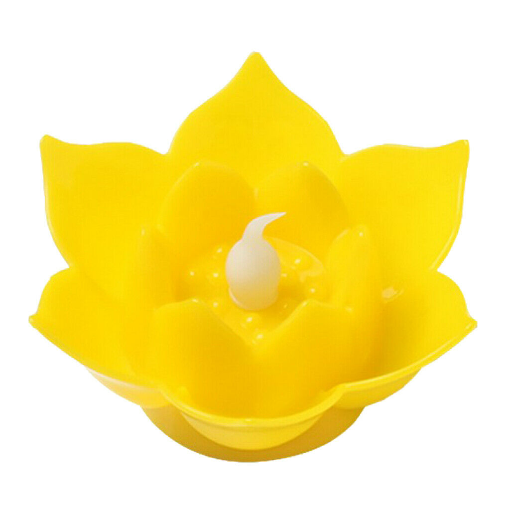 LED Lotus Lamp Floating Water Wishing Artificial Candle Lights Yellow