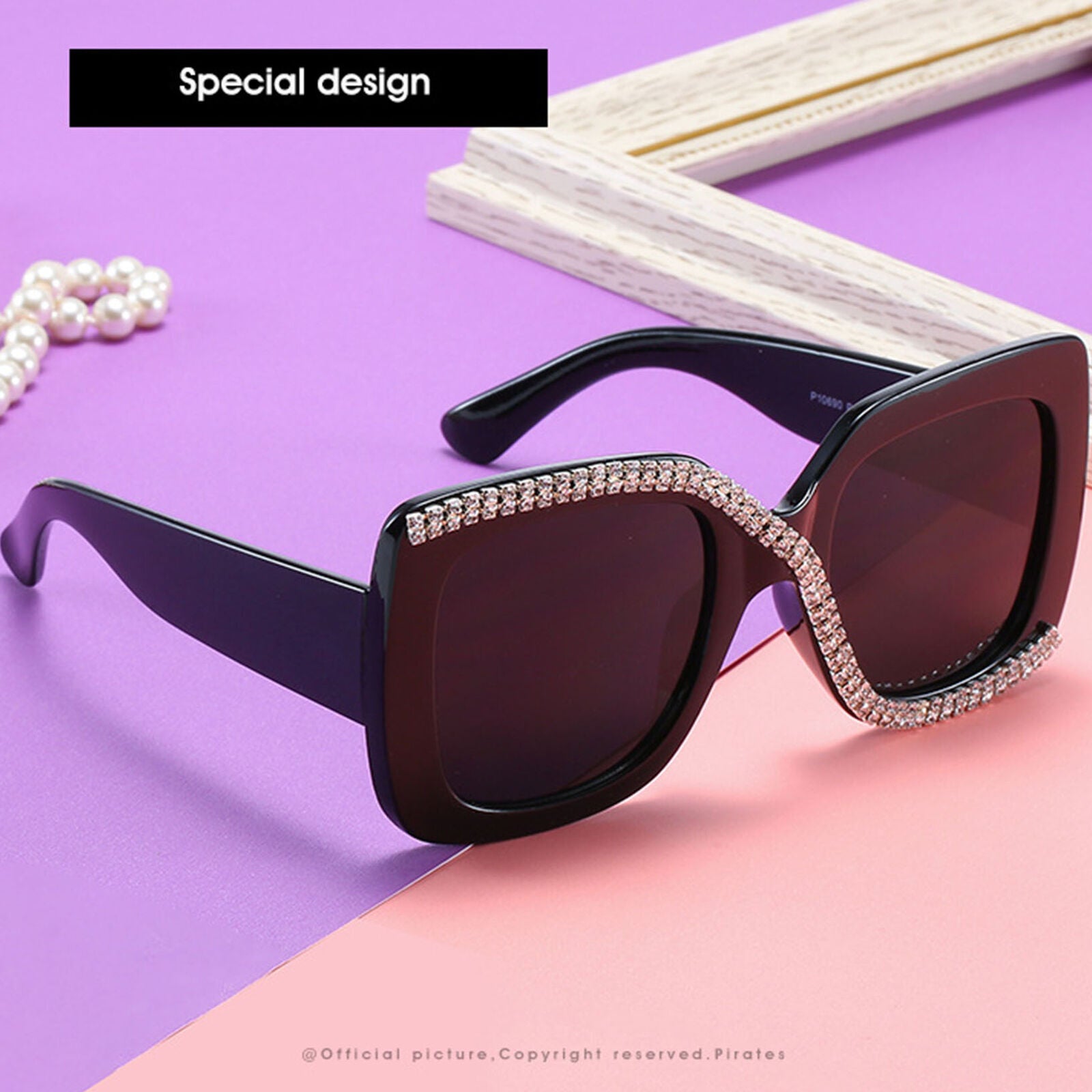 Square Rhinestone Sunglasses Women Luxury Diamond Oversized Sunglasses