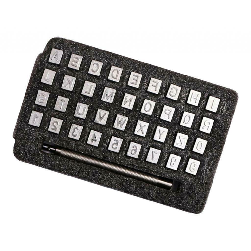 36pcs Leathercraft Metal Letter and Number Stamp Punch Set & Stamping Handle