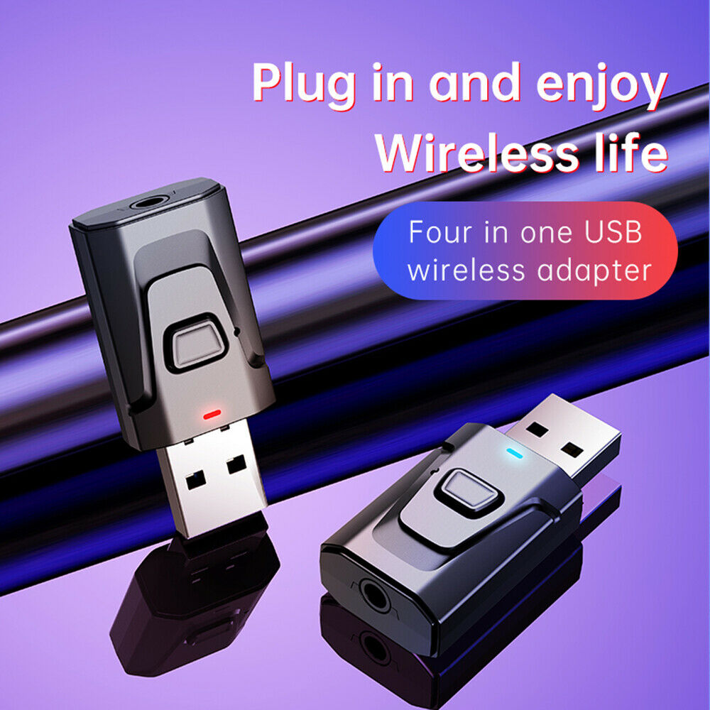 4 IN1 Wireless USB Bluetooth 5.0 Transmitter Receiver 3.5mm Stereo Audio Adapter
