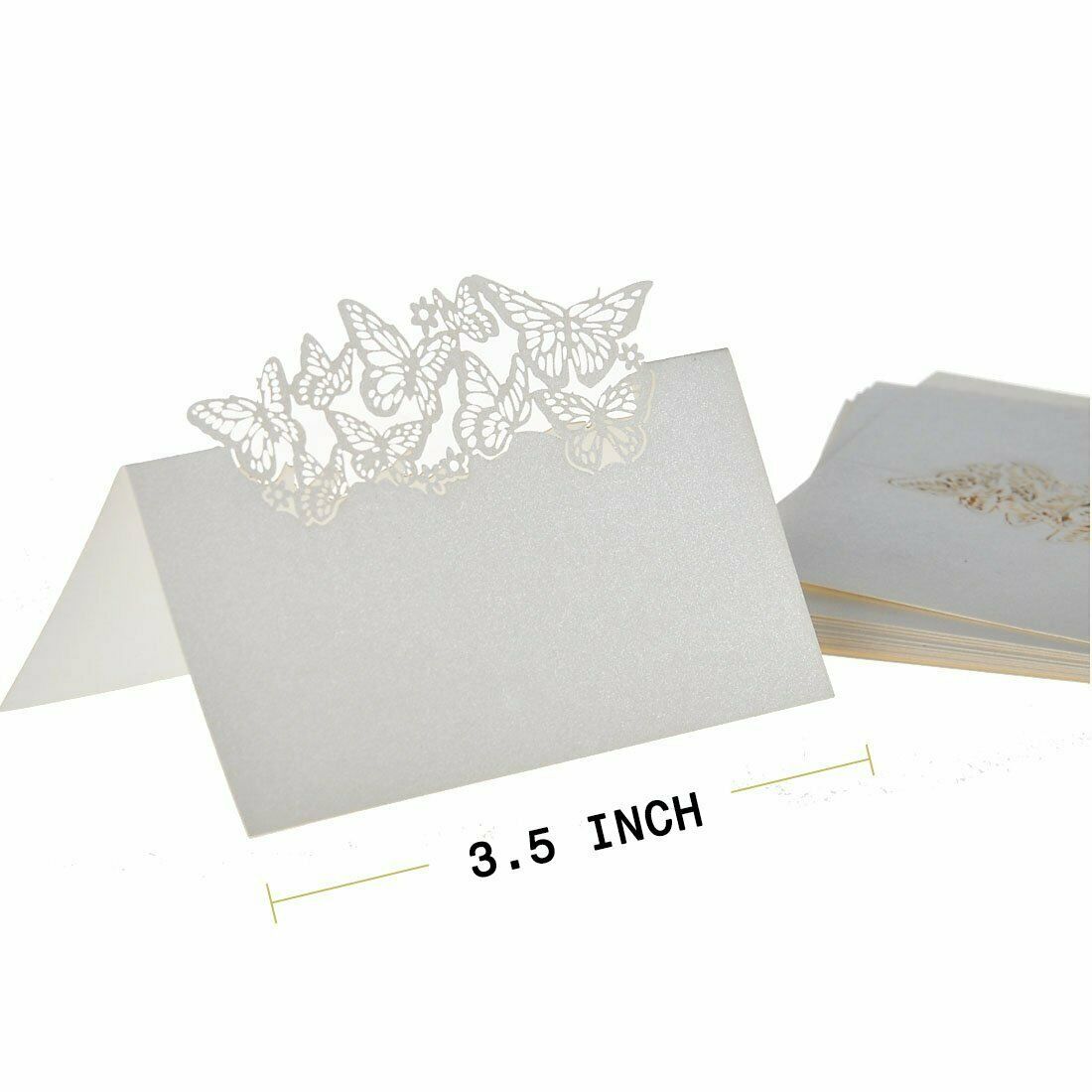 50 Butterflies  Cut Name Place Cards Wedding Guest Table Cards White