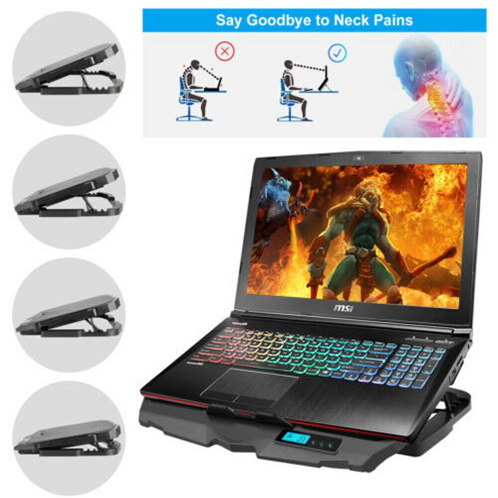 Gaming Laptop Cooler Pad with USB 4 Cooling Fans Adjustable Stand LED Backlight
