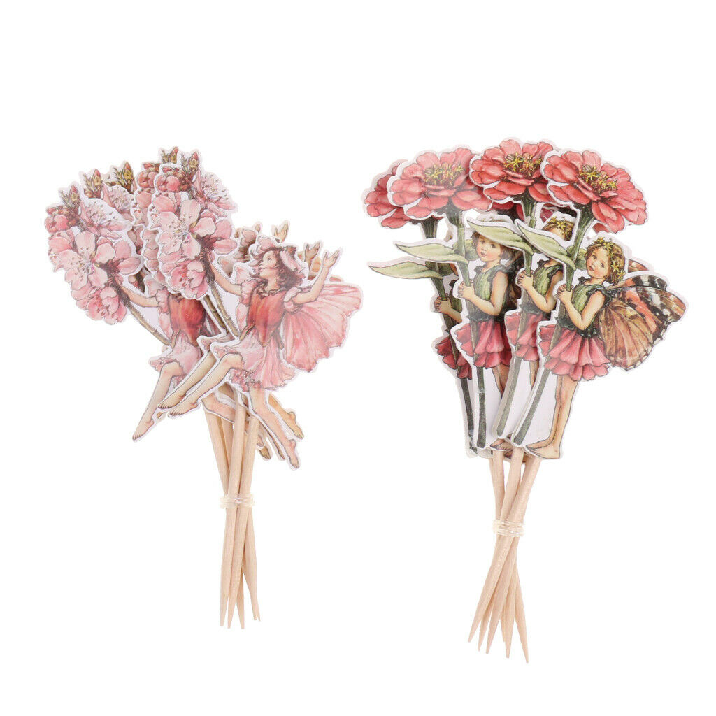 24x Flower Fairy Pixie Cupcake Cake Topper Birthday Baby Shower Party Favor