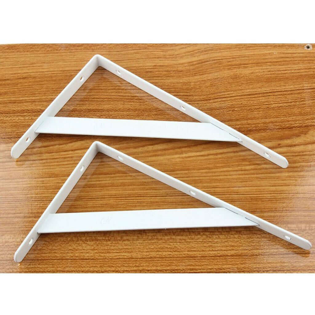 2-Piece Metal  L Shaped Wall Shelf Bracket Rack Support 500x300x3mm White