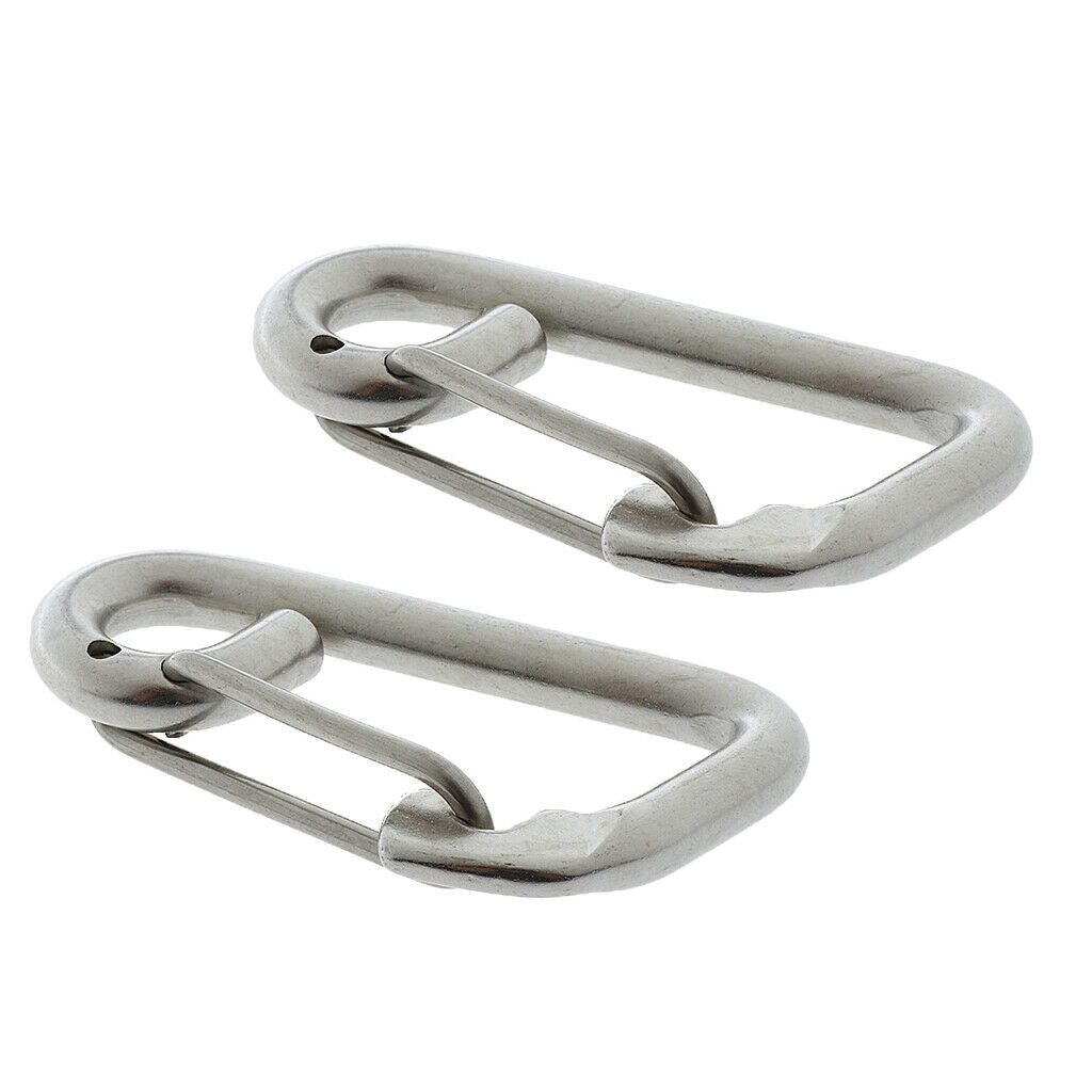 2x 6cm 304 Stainless Steel Spring Snap Hook Buckle Carabiner Rock Climbing