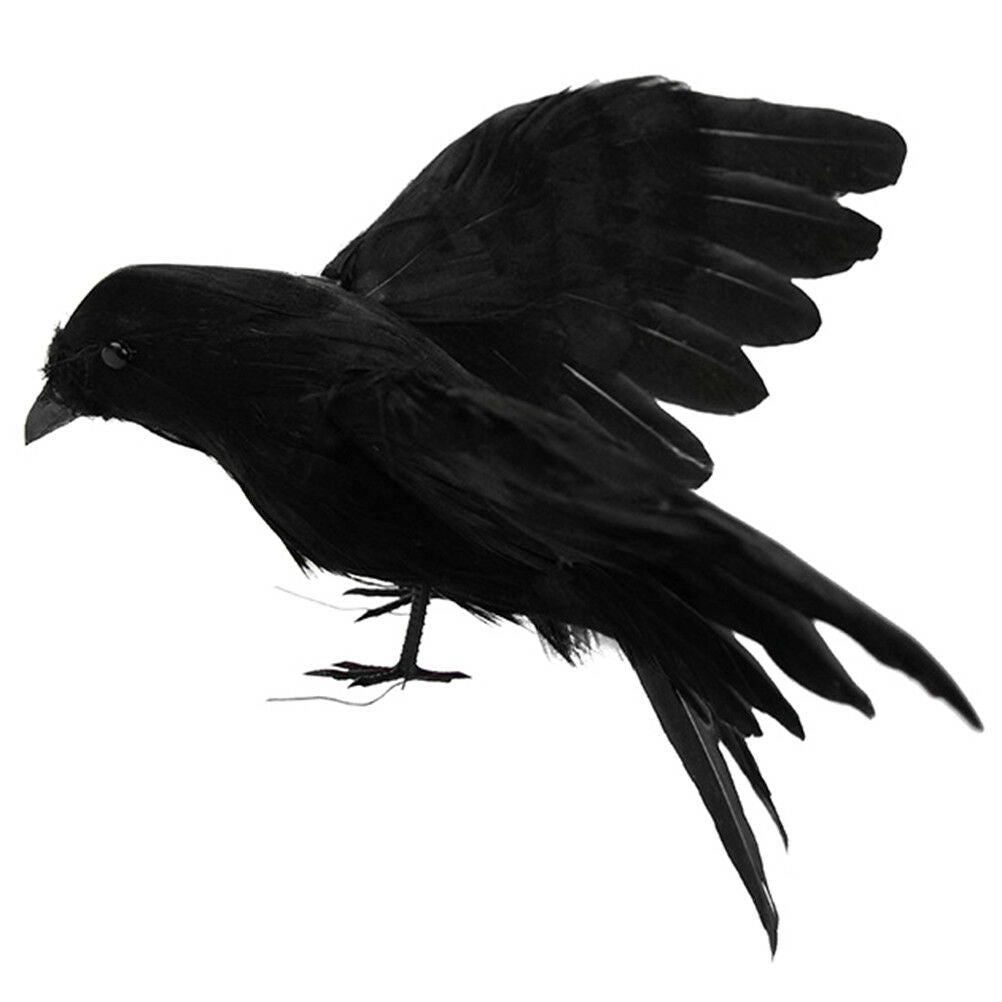 Artificial crow garden flocked halloween decoration birds crow decoy raven H Pb