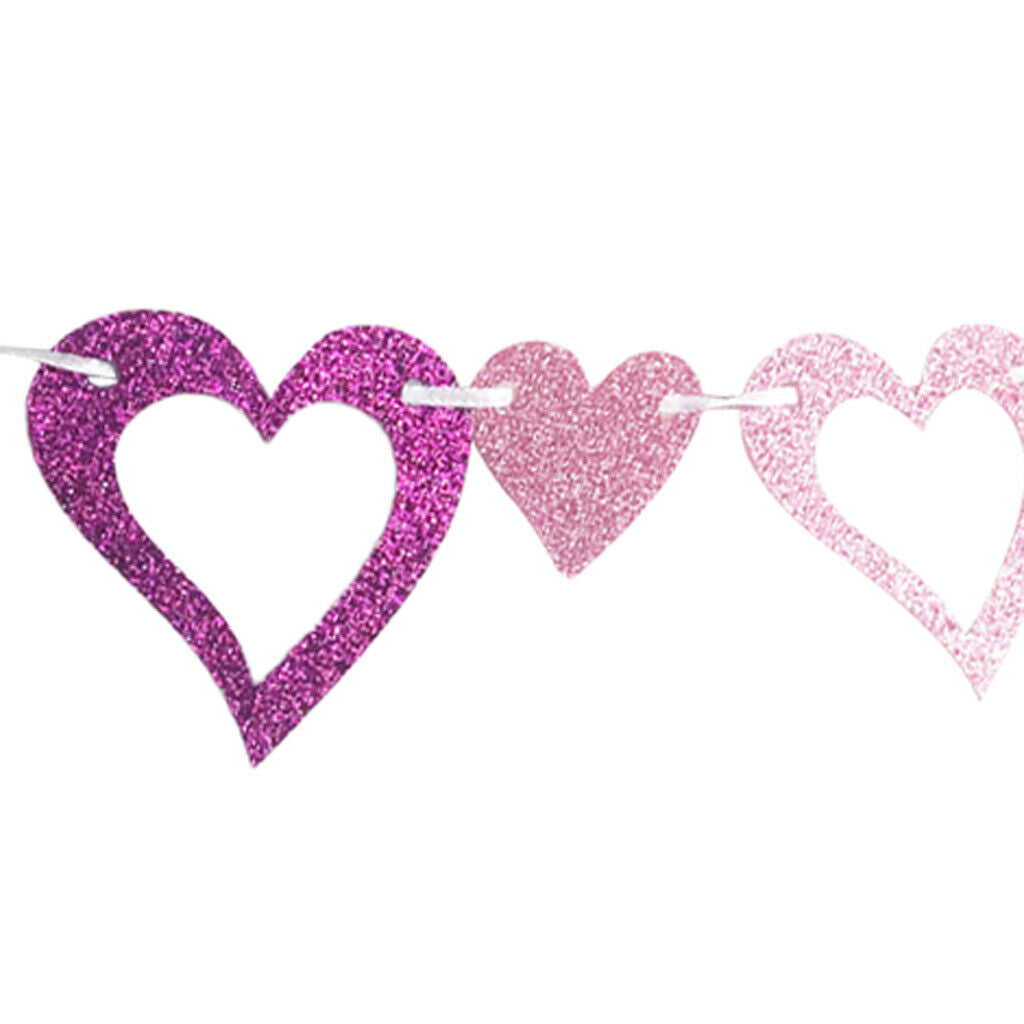 Glitter Felt Heart Garland Banner Wedding Birthday Party Decoration Props