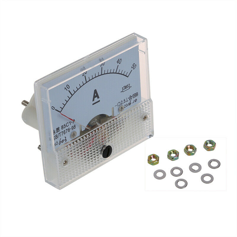 85C1 DC 0-50A Rectangle Analog Panel Ammeter Gauge K8I5I5