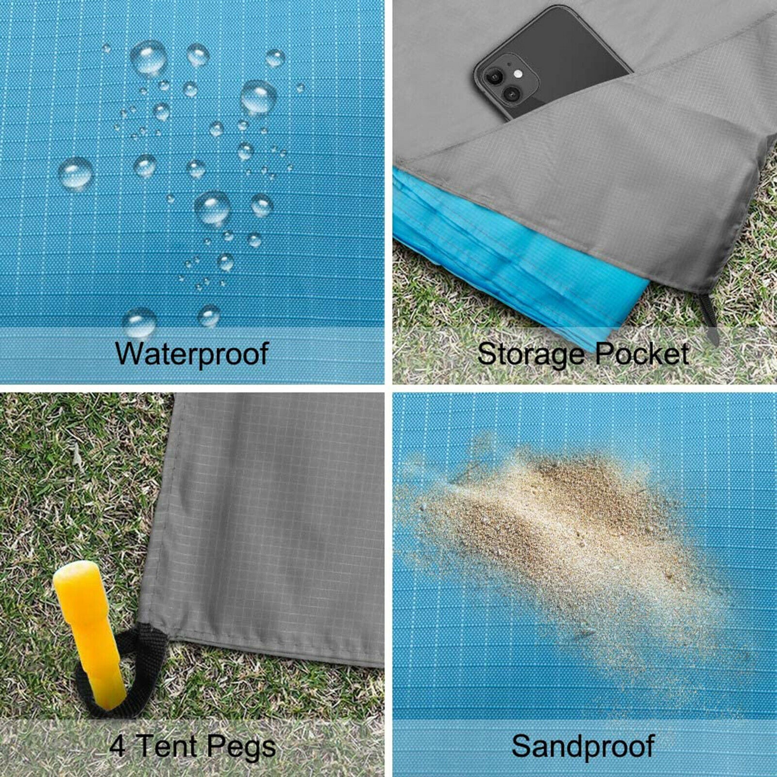 210x200cm Beach Blanket Waterproof Durable Folding Outdoor Picnic Mat Travel
