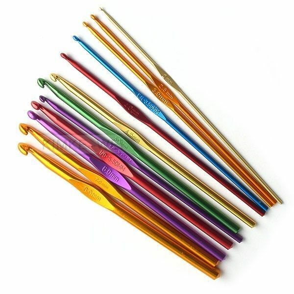 12 Sizes Multi-color Aluminum Crochet Hooks Needles Set 2mm - 8mm