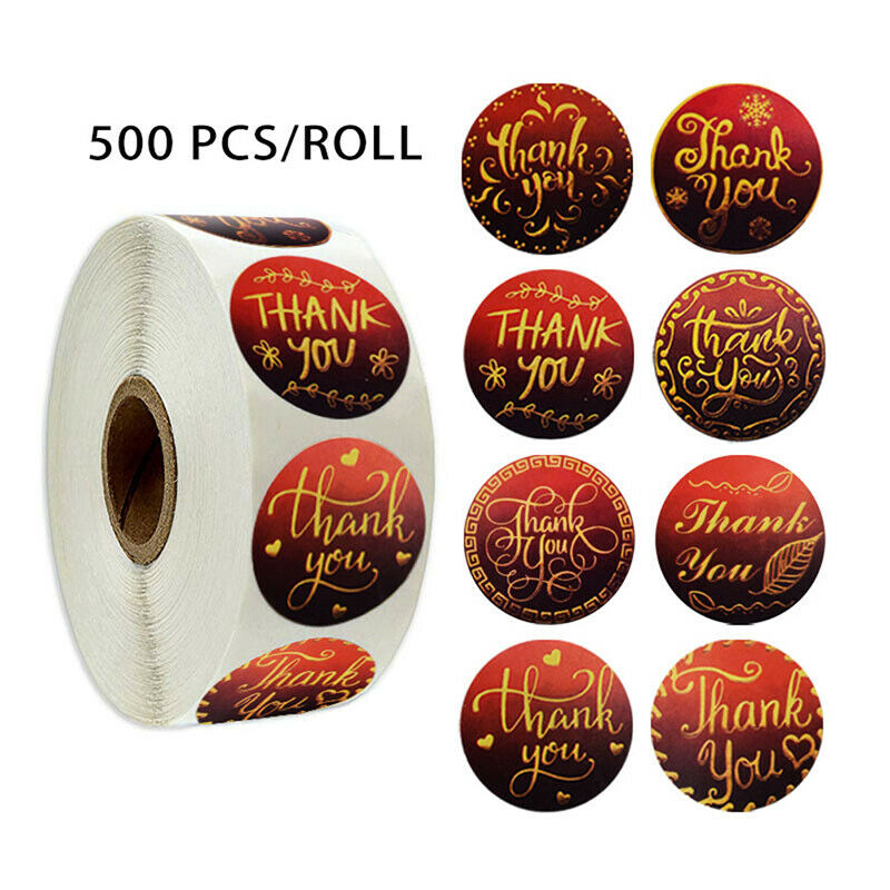 500pcs/roll red thank you stickers scrapbooking for package seal lab.l8