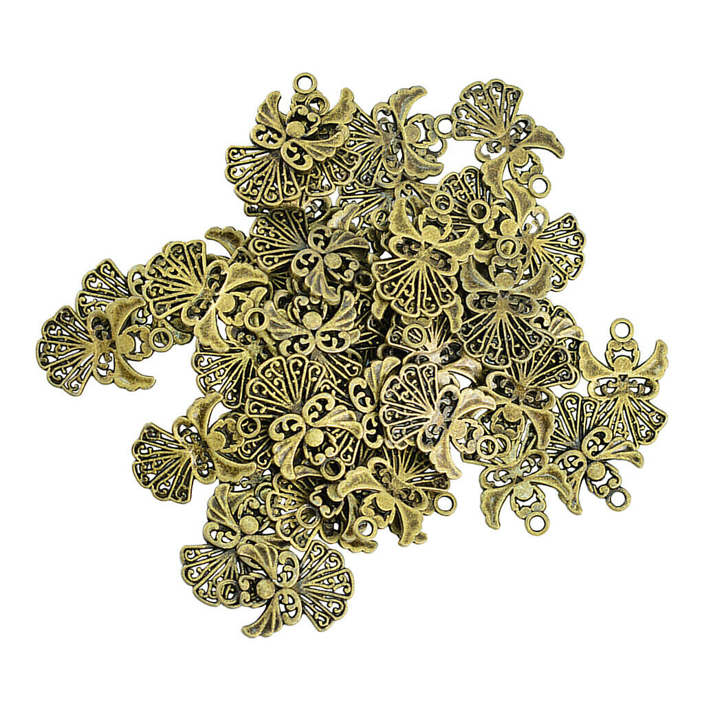 50 Bronze Angel Dangle Pendants Beads Charms for Necklace Bracelet Marking