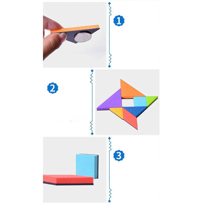 Magnetic Puzzle Tangram Game Learning Educational Drawing Board Games Wooden Tt