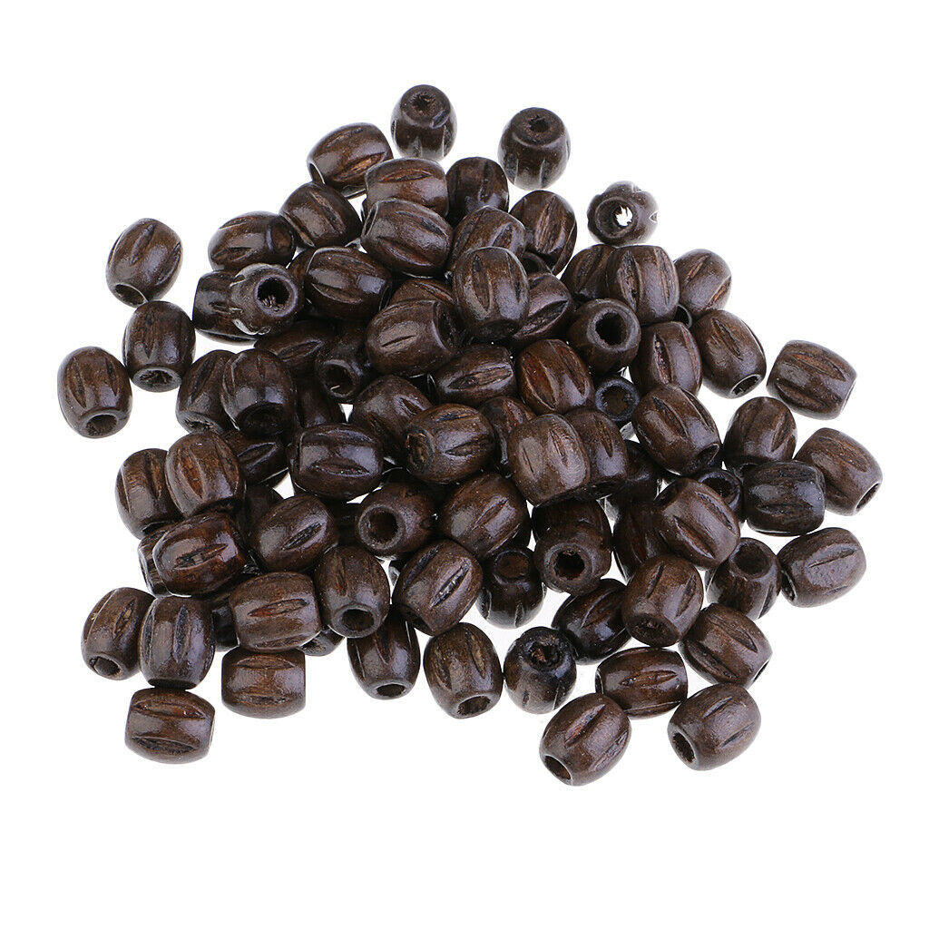 50x Carved Wooden Oval Beads Spacer Loose Bead for Jewelry Making Bracelets