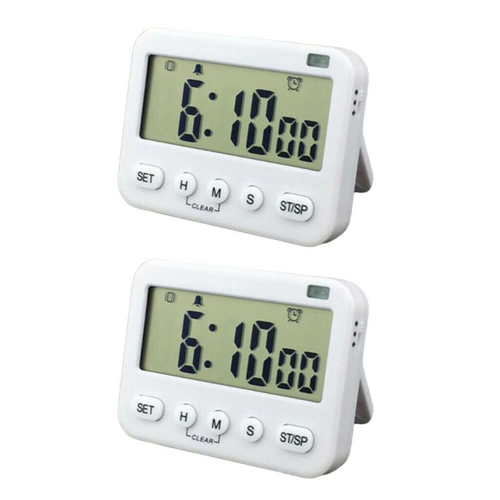 2pcs Digital Alarm Clock Vibration Countdown Timer for Kitchen Travel Baking