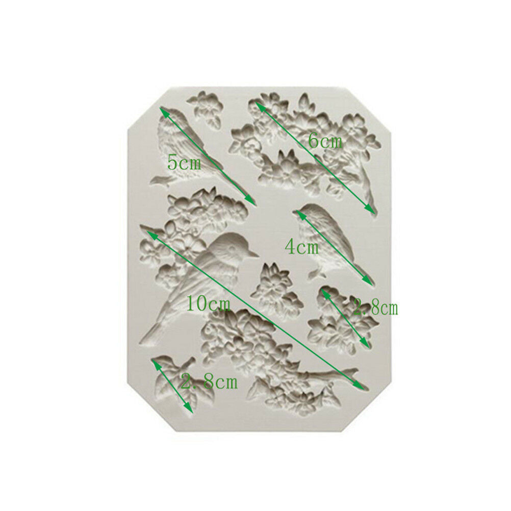 Bird and Flower Silicone Fondant Mold Cake Decor Tools Chocolate Gumpaste .l8