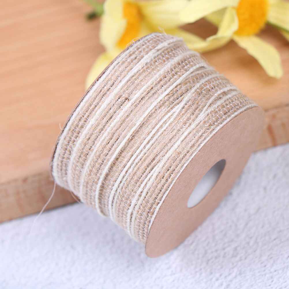 10m roll natural jute burlap rustic hessian ribbon tape strap wedding deco.l8