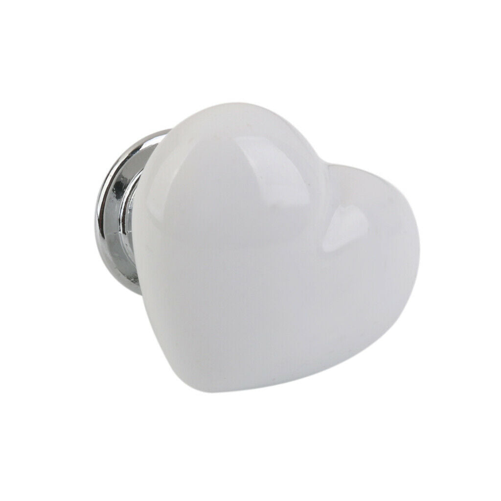 8Pcs Ceramic Heart Shaped Knobs Drawer Knob Round Pull Handle Home Door Cabinet