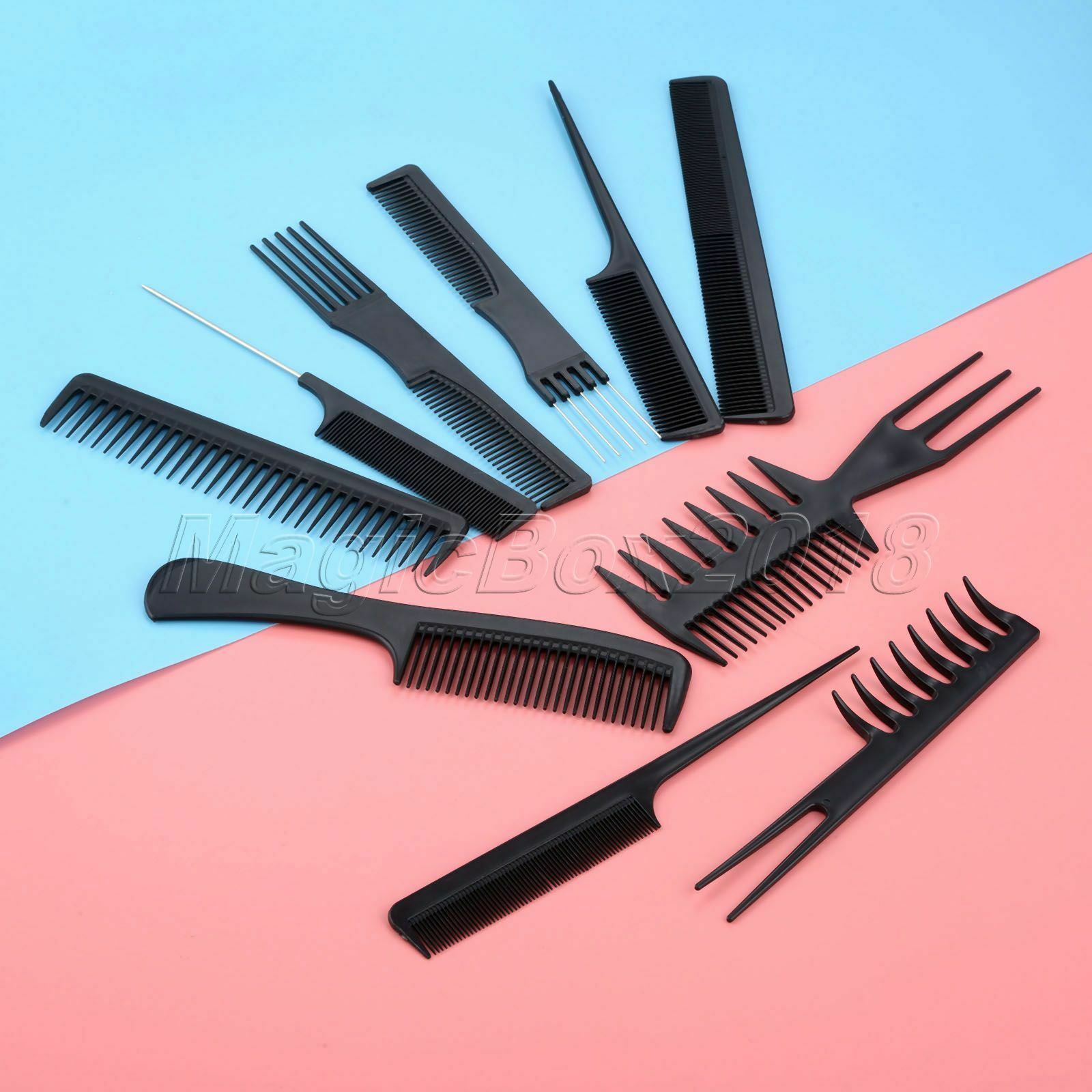 10Pcs/Set Hairdressing Comb Brush for Salon Barber Hair Styling Dyeing Cutting