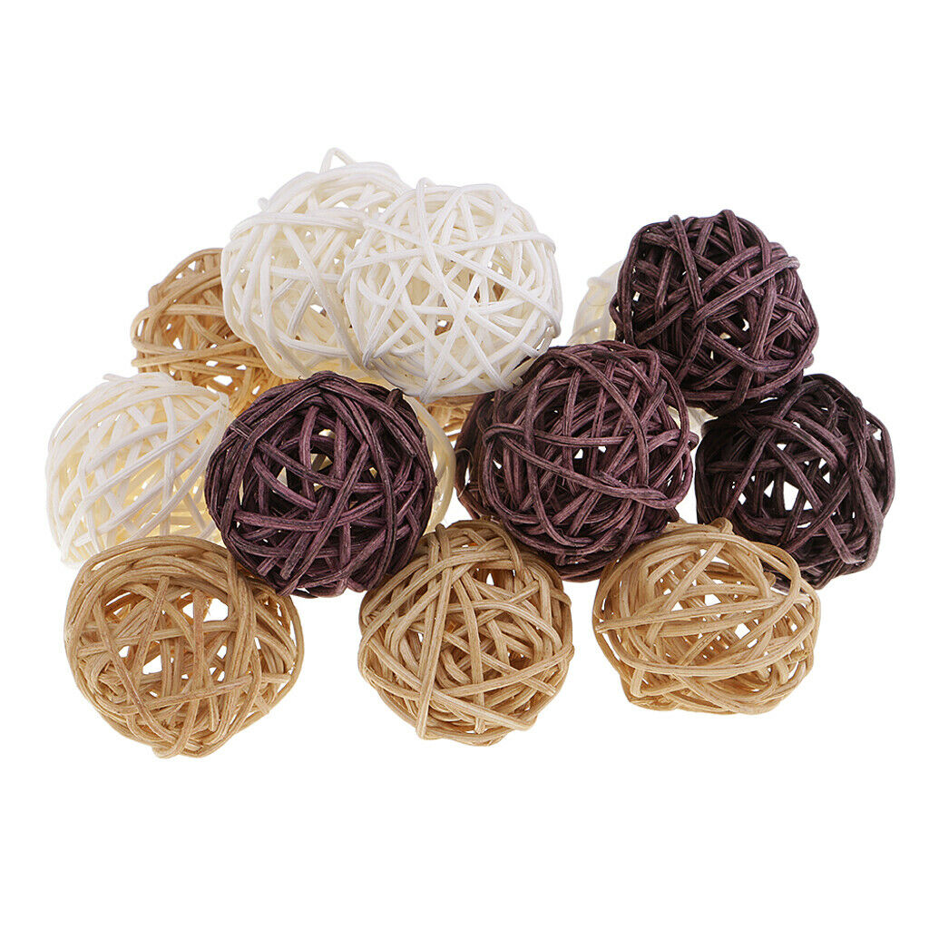 60x 3cm Rattan Wicker Balls For Home Wedding Decor, Vase Fillers,
