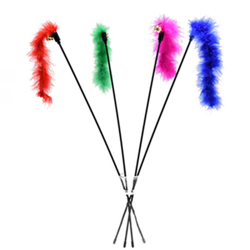 Pet Cat Teasing Stick Pompom Feather Accessories Funny Kitten Interactive T JY