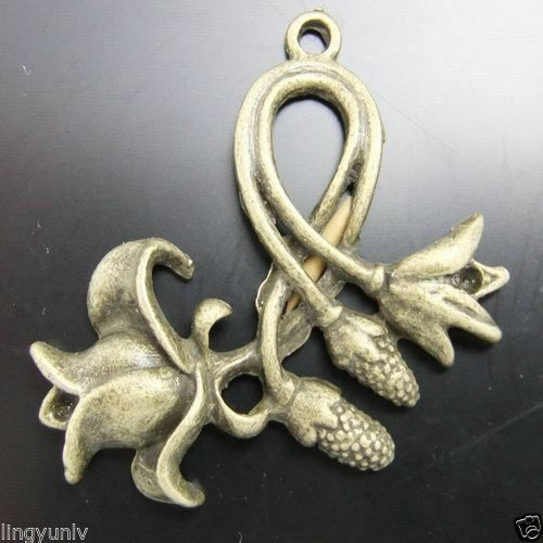 15pcs Antiqued Style Bronze Tone Flower buds Charm Pendant Finding 02591