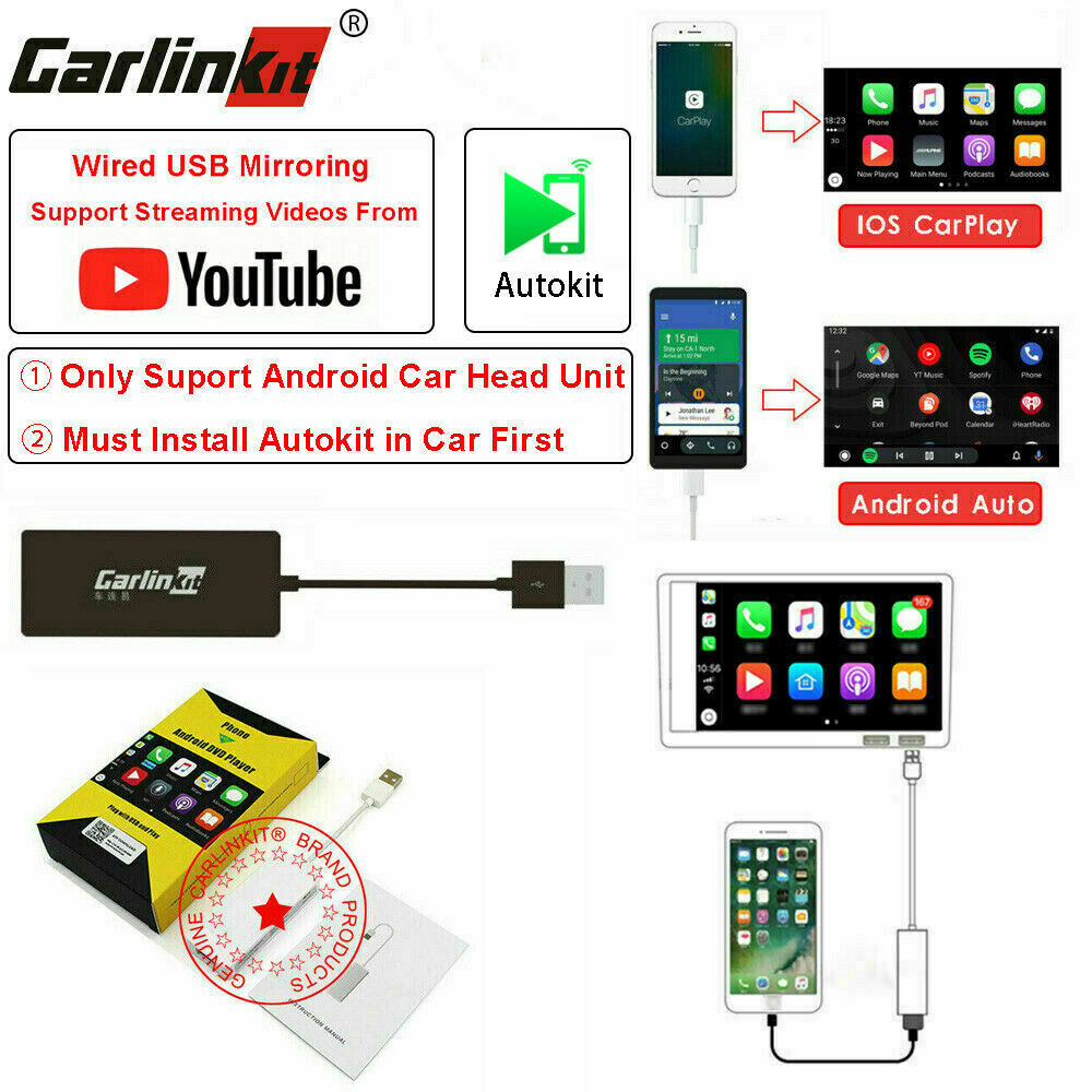 Wireless Carlinkit USB CarPlay Dongle Adapter For Android Navigation Player