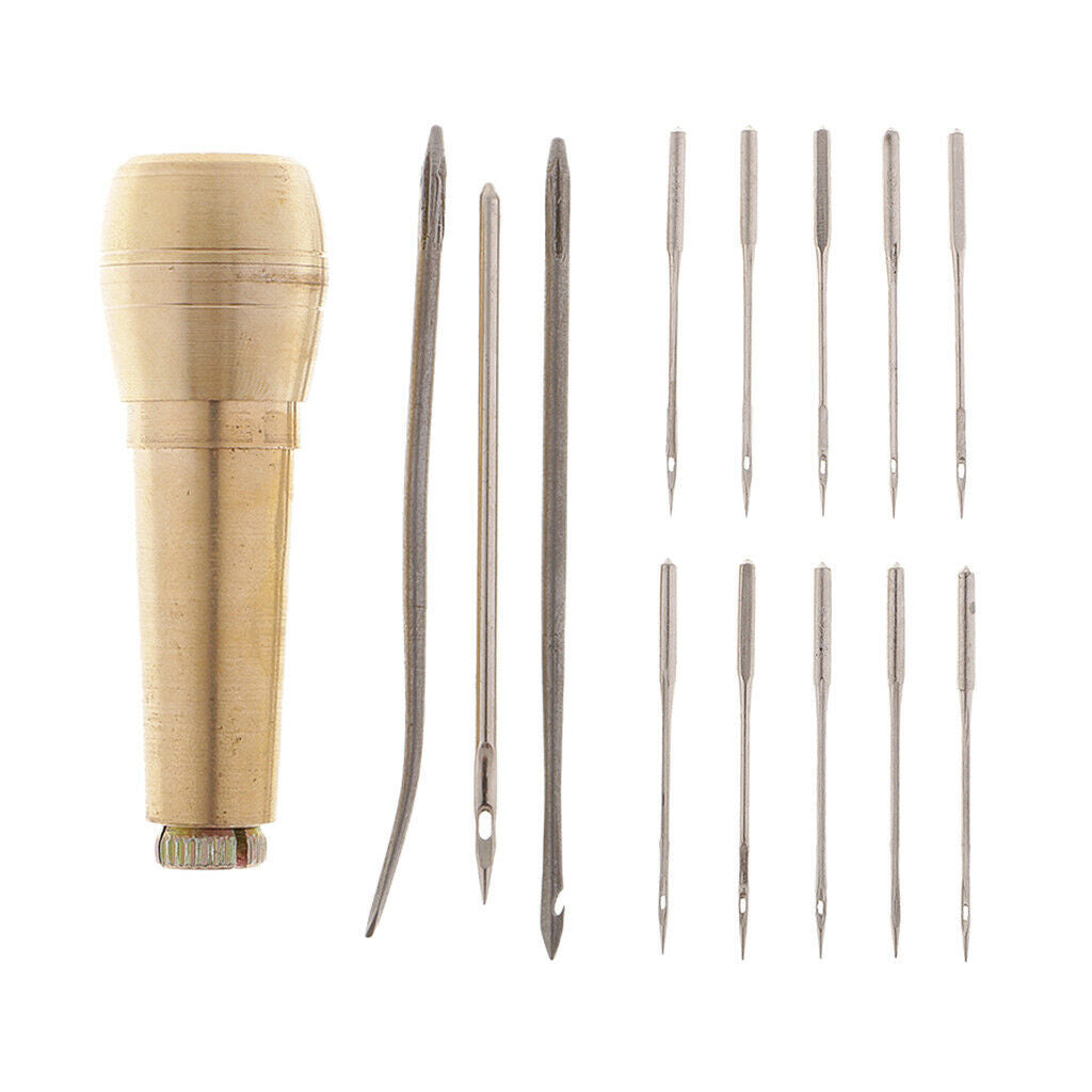14pcs/set Leathercraft Copper Handle Sewing Awl Set Leather Fabric Tent