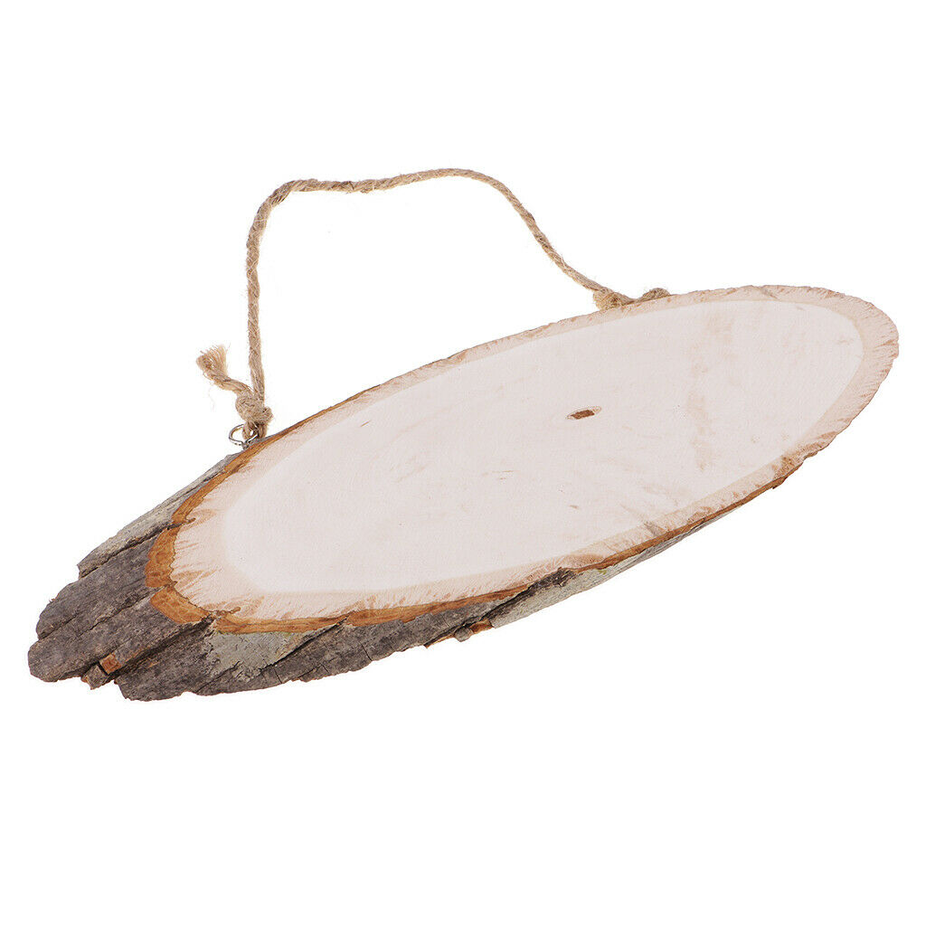 10 Oval Natural Hanging Wood Slices Tree Bark Wooden Pieces DIY for Art Painting