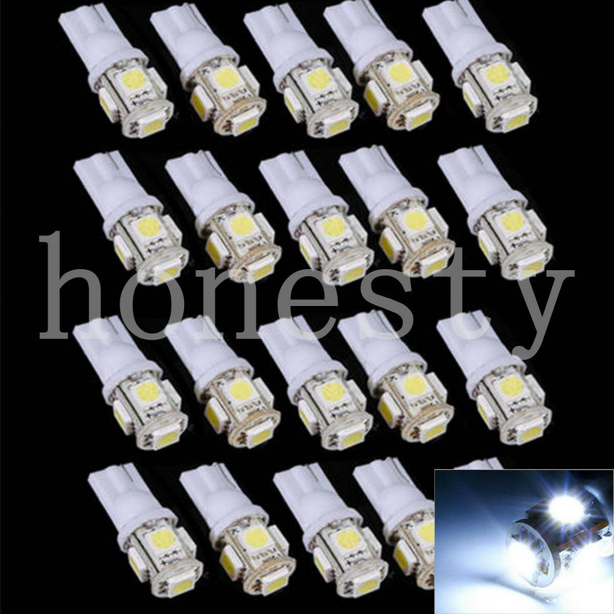10PCS Wholesale T10 194 168 2825 5 x 5050 SMD LED White Car Lights Lamp Bulb