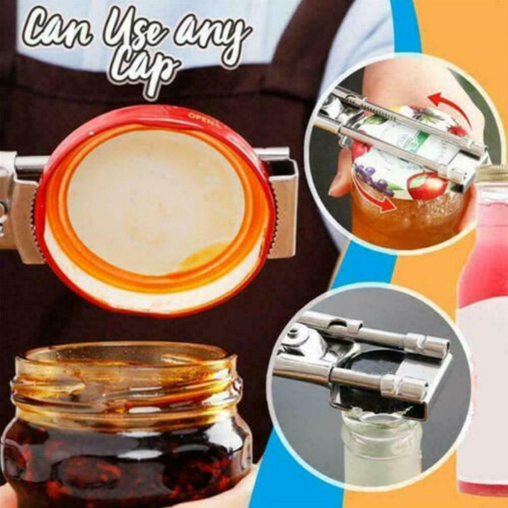Bottle Opener Multifunctional Beer Adjustable Steel Lid Gripper_ Jar Q9L4