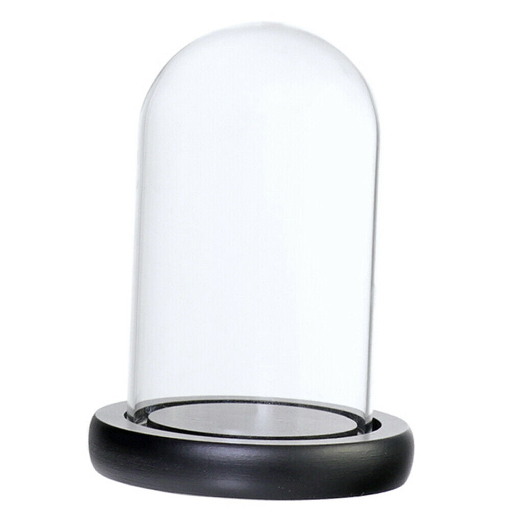 2Pcs 7x12 &12x12cm Clear Glass Dome with Wooden Base for Home Wedding Party