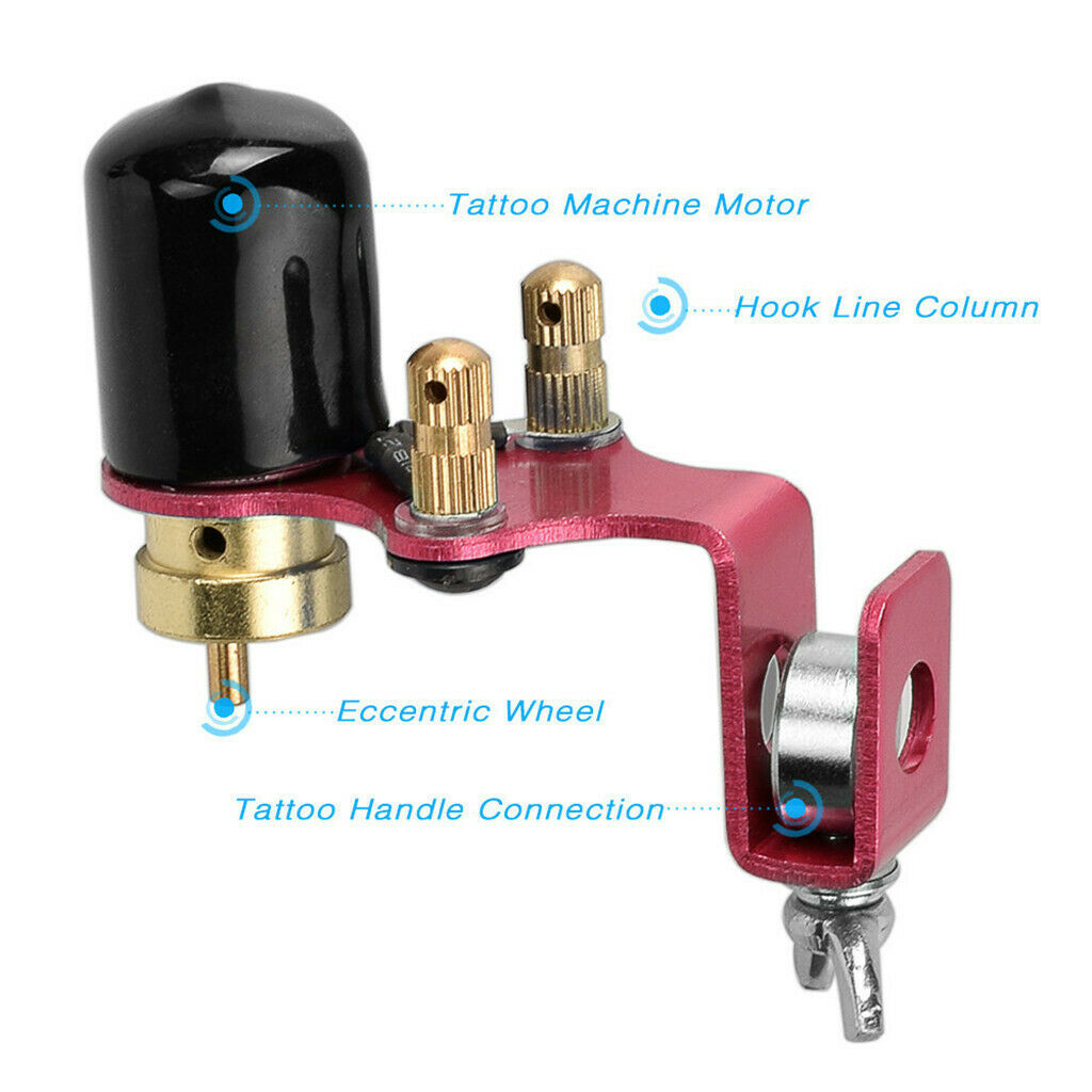 Tattoo Machine Kit w/ Color Chart Practise Set for Body Tattooing Art Red